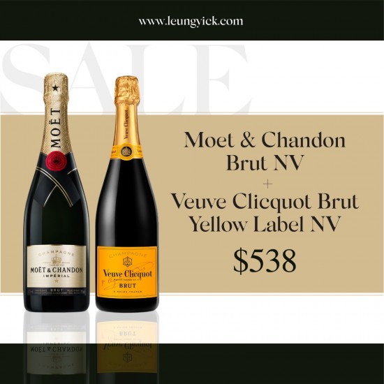 Moet & Chandon Brut NV Champagne + Veuve Clicquot Brut Yellow Label NV Moet & Chandon Brut NV Champagne + Veuve Clicquot Brut Yellow Label NV