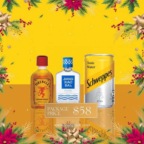 JIANGXIAOBAI (Pure Series) P50 + Fireball miniature + Schweppes Tonic Water mini can JIANGXIAOBAI (Pure Series) P50 + Fireball miniature + Schweppes Tonic Water mini can