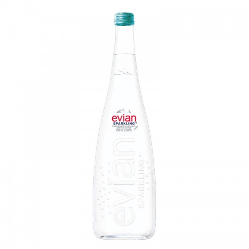 Evian Sparkling Water (750ml)  glass bottle - per case